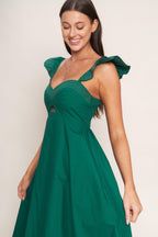 TUSCAN SUNSET GREEN WOVEN MIDI DRESS
