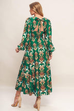 MODERN RETRO BLOOM WOVEN MIDI DRESS