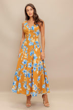 SKYBLOSSOM RUSH WOVEN MIDI DRESS