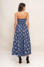 BLUE RENAISSANCE WOVEN MIDI DRESS