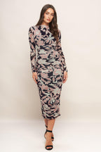 MUTED ROMANCE POWER MESH MIDI DRESS