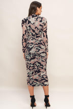 MUTED ROMANCE POWER MESH MIDI DRESS