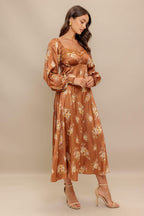 CARAMEL SUNSET WOVEN MIDI DRESS