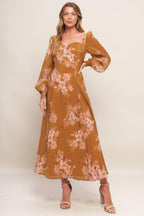 GOLDEN BLOSSOM WOVEN ANKLE DRESS