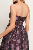 AUBERGINE CHIC JACQUARD WOVEN MIDI DRESS