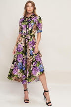 VIVID HERITAGE WOVEN MIDI DRESS