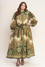 LOVELY GOLDEN VISION WOVEN MIDI DRESS