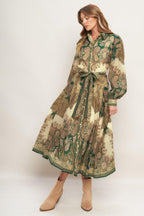 LOVELY GOLDEN VISION WOVEN MIDI DRESS