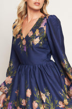 NOCTURNE IN BLOOM WOVEN MINI DRESS
