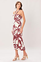 PALM SIREN WOVEN MIDI DRESS