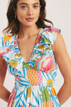 PINEAPPLE PARADISE WOVEN MAXI DRESS