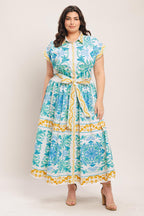 BLUE REGALIA WOVEN MIDI DRESS