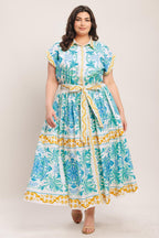 BLUE REGALIA WOVEN MIDI DRESS