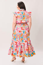 RIVIERA MOSAIC WOVEN MIDI DRESS