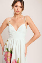 POETIC BLOOM WOVEN MIDI DRESS