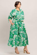 SIMPLY IN BLOOM WOVEN MIDI SHIRT DRESS