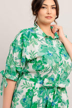 SIMPLY IN BLOOM WOVEN MIDI SHIRT DRESS
