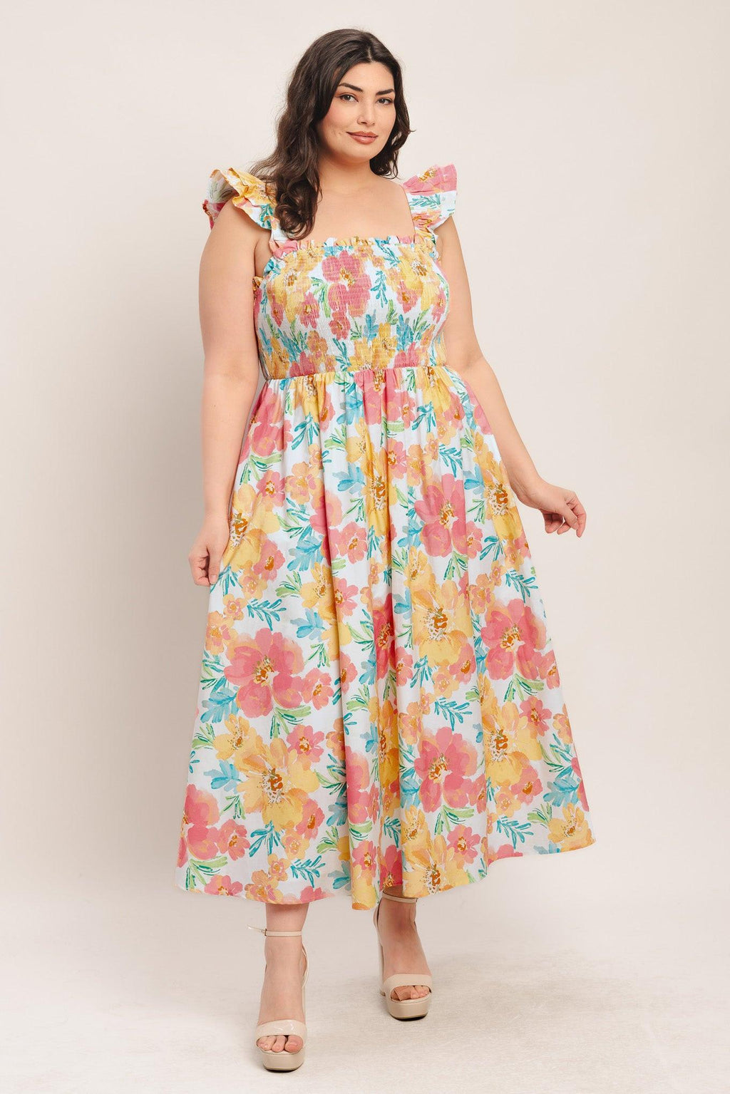 SOFT SUNSHINE WOVEN MIDI DRESS