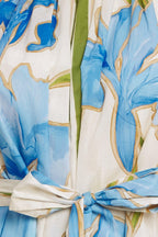 AZURE BLOOM HALTER WOVEN MINI DRESS