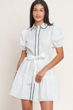A LITTLE BIT LOVELY WOVEN MINI DRESS