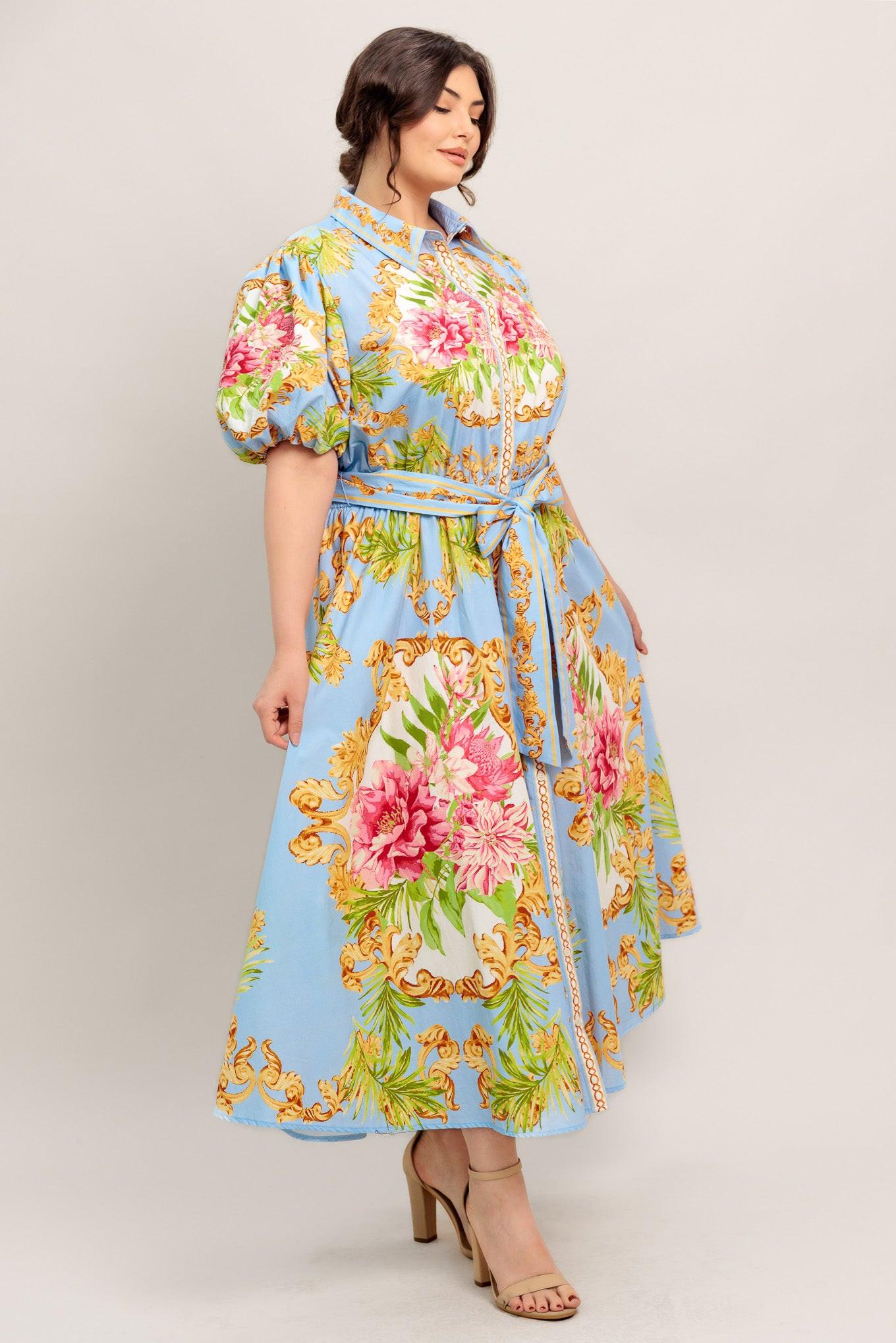 BLUE PALACE WOVEN MIDI DRESS