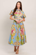 BLUE PALACE WOVEN MIDI DRESS