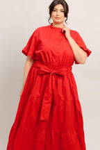 FEELS LIKE A COMPLIMENT WOVEN MIDI DRESS