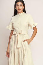 FEELS LIKE A COMPLIMENT WOVEN MIDI DRESS