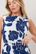 NAVY ESSENCE WOVEN MINI DRESS