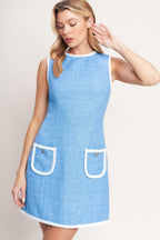 BLUE SKIES AND DAYDREAMS WOVEN MINI DRESS