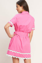 WEEKEND PREPPY LOOK WOVEN MINI DRESS
