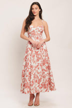 FLORAL HAZE WOVEN MIDI DRESS