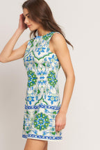 EURO BLUE WOVEN MINI DRESS