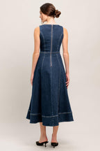 SIMPLE STATEMENT DENIM DENIM MIDI DRESS