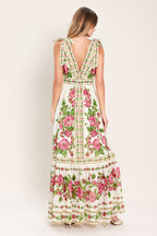 ROSE VINE ROMANCE WOVEN MAXI DRESS