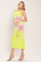LUSH LIME WOVEN MIDI DRESS
