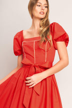 SUNSET ROMANCE WOVEN MIDI DRESS