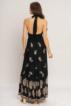 MIDNIGHT CHARM WOVEN MIDI DRESS