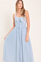 FRESH DAY STRIPE WOVEN MIDI DRESS
