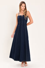DENIM CORSET MIDI DRESS