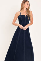 DENIM CORSET MIDI DRESS