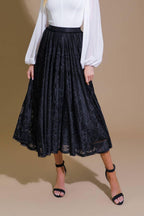 EASE MY MIND VELVET MIDI SKIRT