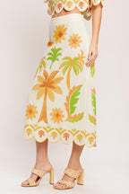 VINTAGE ISLAND WOVEN MIDI SKIRT