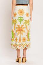 VINTAGE ISLAND WOVEN MIDI SKIRT