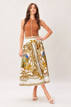 BAROQUE ESCAPE WOVEN MIDI SKIRT
