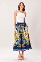 BAROQUE ESCAPE WOVEN MIDI SKIRT