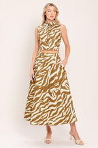 TERRA STRIPE WOVEN MIDI SKIRT