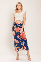 DEEP SEA BLOOM POWER MESH MIDI SKIRT