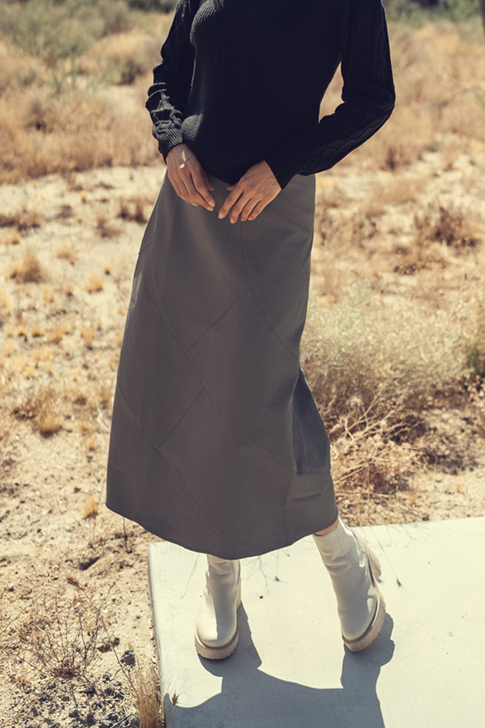 WOOL SEAM SKIRT