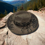Ridges & Roses- Burned Wide Brim Hat